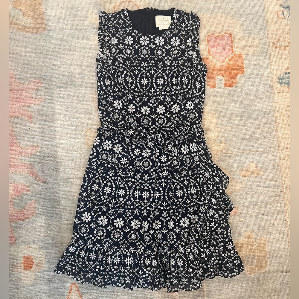 Kate Spade Blue and White Eyelet Mini Dress